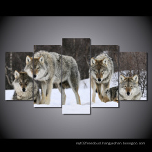 HD Printed Wolf Pack Snow Animal Painting on Canvas Room Decoration Print Poster Picture Canvas Mc-018